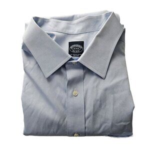 Brooks Brothers All Supima Non-Iron Cuffed Blue Button Front Shirt 19 34/35